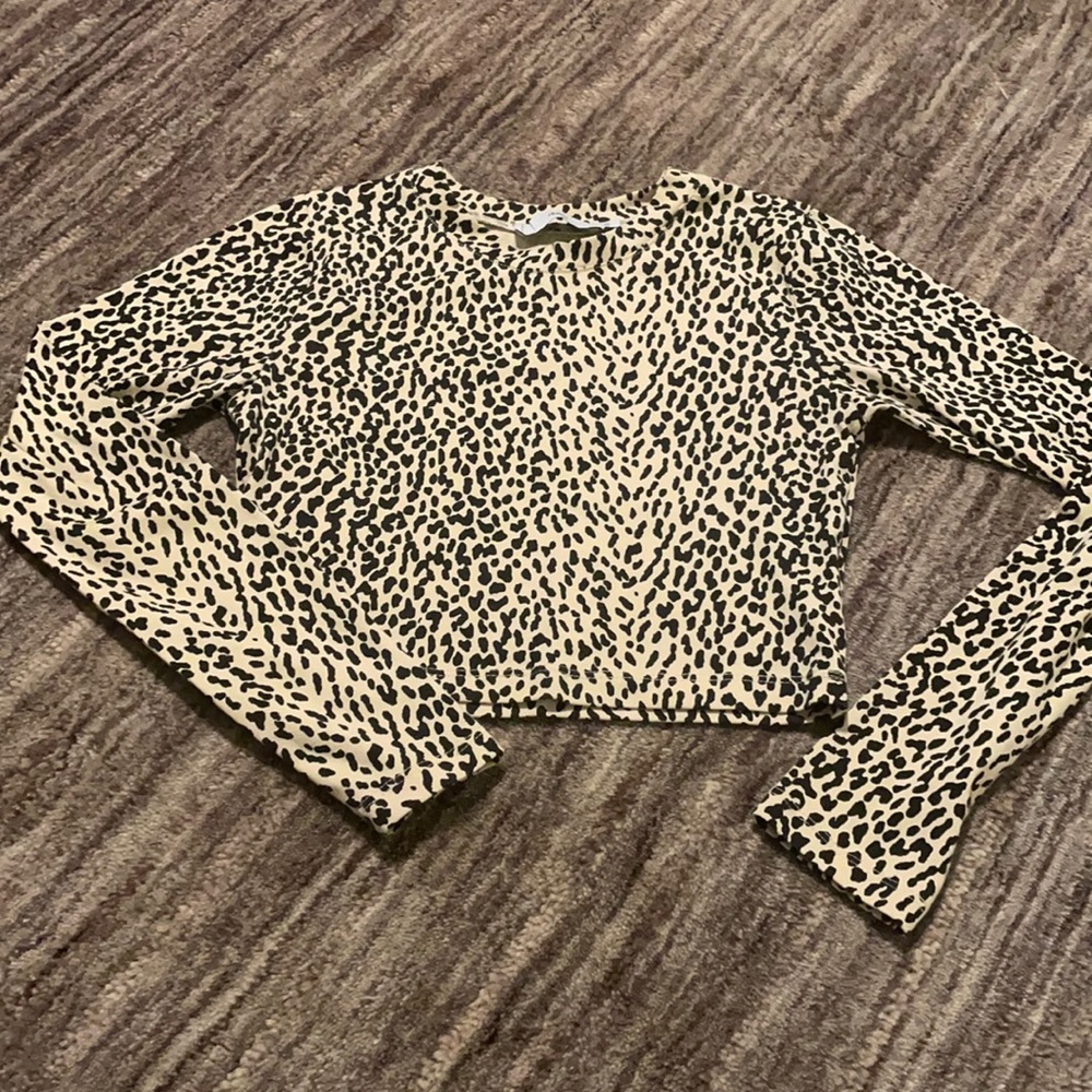 Adika cheetah print long sleeve crop top